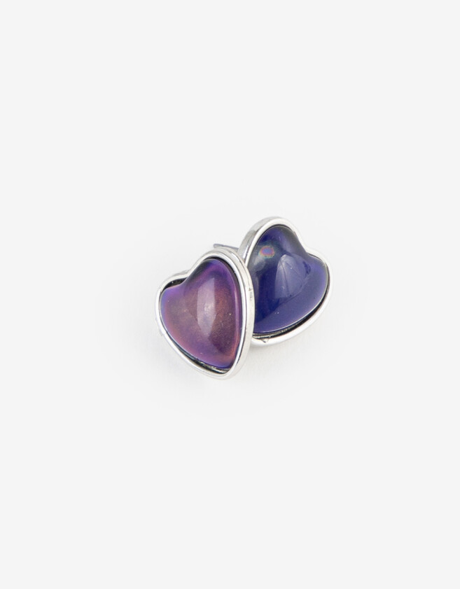 Aros Pasantes Corazón Aros Con Piedra - Plateado