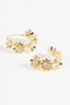 Aros flor strass dorado