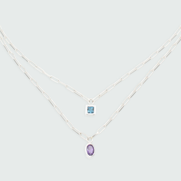 Cadena bicolor de MOON en plata 925 con piedras semipreciosas Cadena bicolor de MOON en plata 925 con piedras semipreciosas