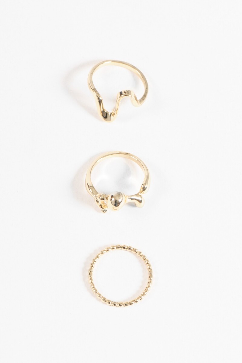 Set anillos metálicos dorado