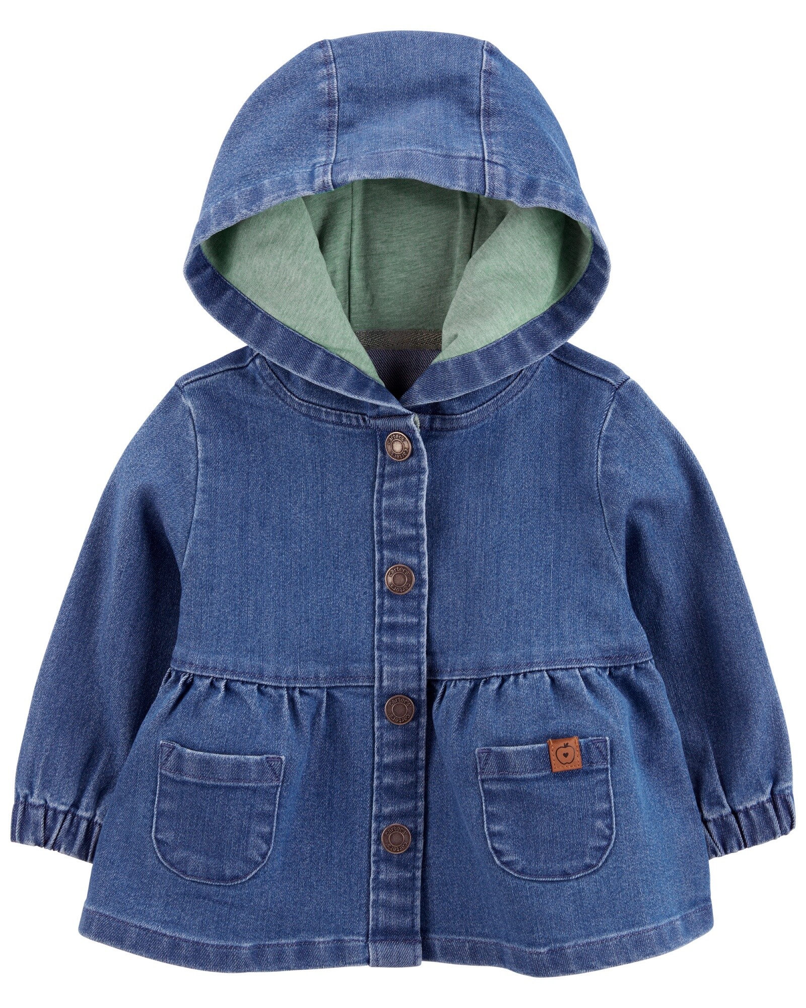 Campera jean con capucha forrada. Talles 0-24M Sin color