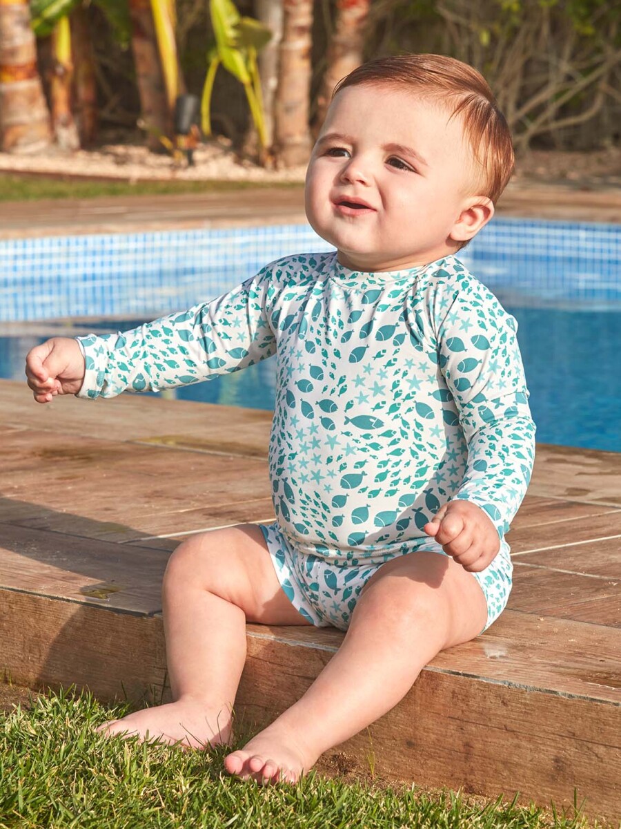 Bañador De Estampado Peces Blanco