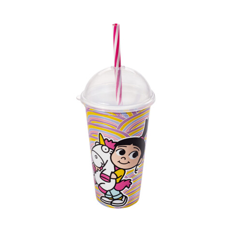 Vaso Plástico Milkshake con Pajita 500 ml Minions CORAL