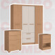 Combo ASPEN 1 MESA DE LUZ, 1 CAJONERA 4 cajones y ROPERO 4 puerta Combo ASPEN 1 MESA DE LUZ, 1 CAJONERA 4 cajones y ROPERO 4 puerta