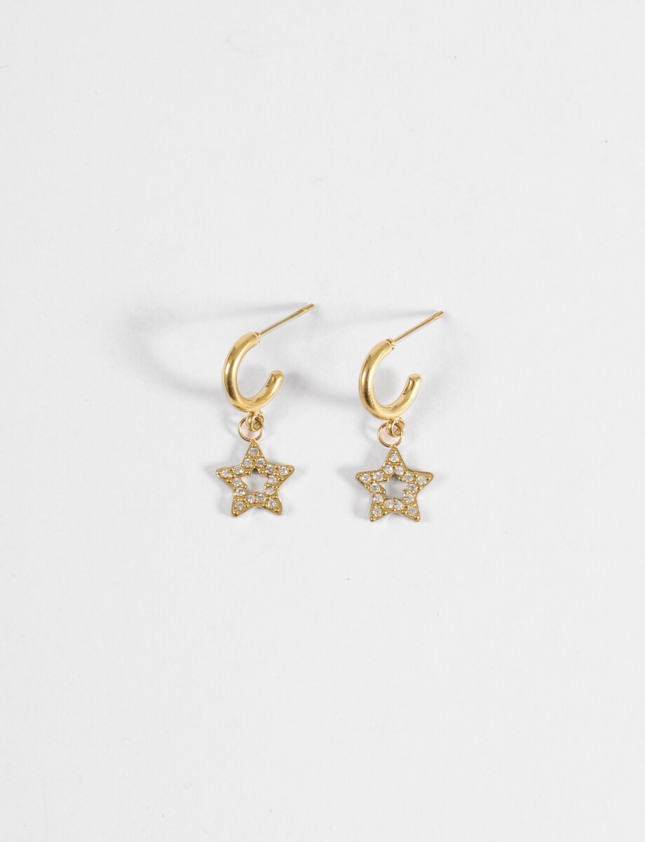 Aros dije estrella strass acero - dorado 