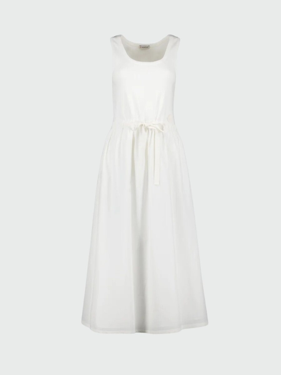 Moncler- Vestido ajustado y acampanado, MIDI - Blanco 