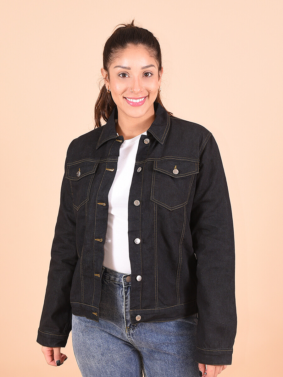 CAMPERA JEAN CON SHERPA - NEGRO 