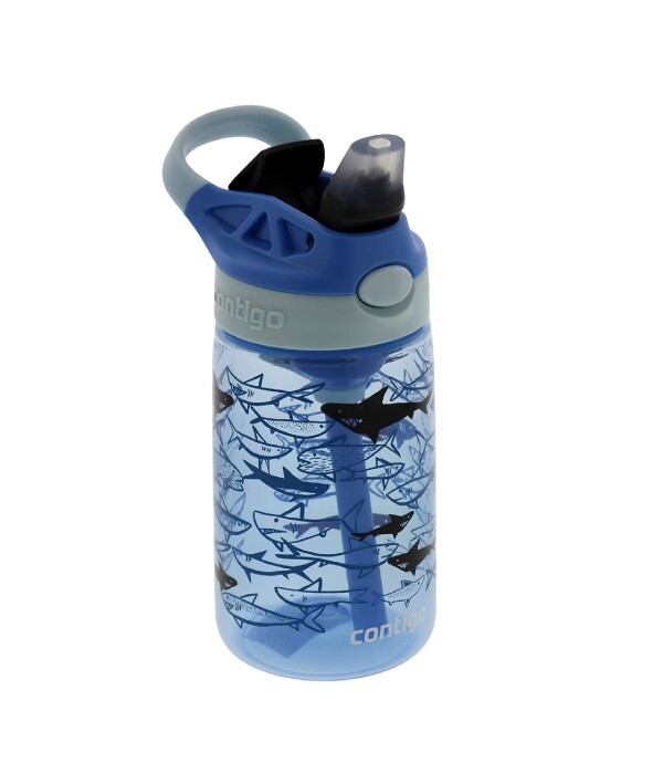 Botella 414 ml. diseño tiburones Azul