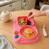 Plato Infantil Silicona Divisiones Antideslizante Bebé Rosa 1