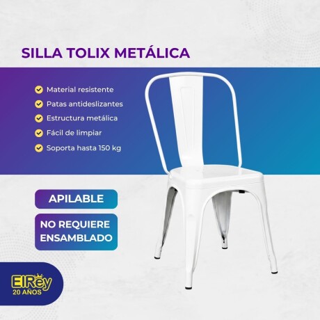 Silla Tolix Metálica Acero Industrial Sandman Comedor Blanco