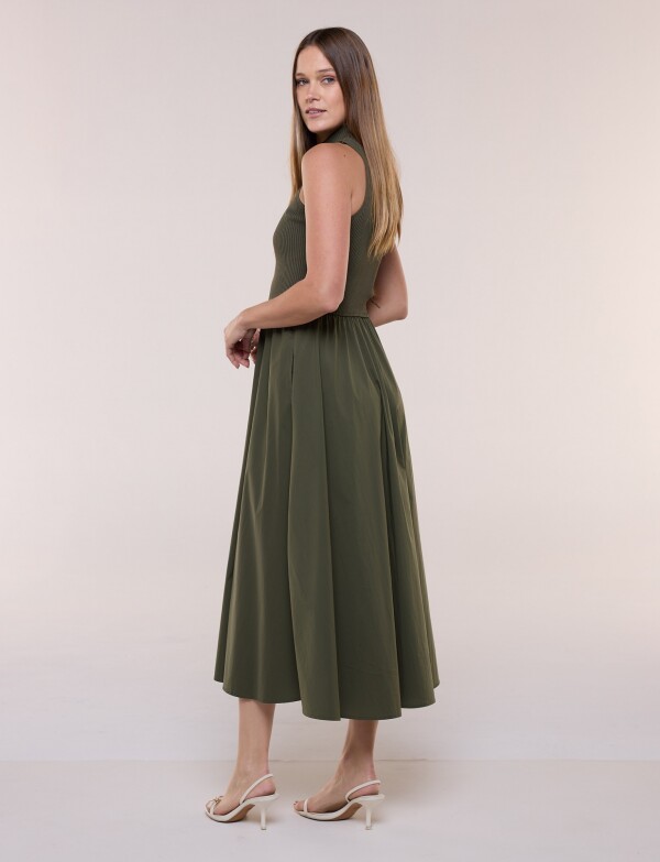 Vestido Midi Combinado VERDE