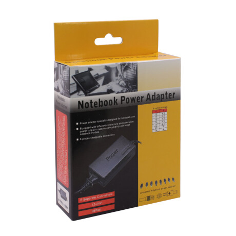 CARGADOR UNIVERSAL NOTEBOOK 12-24V 9 PIN NEGRO