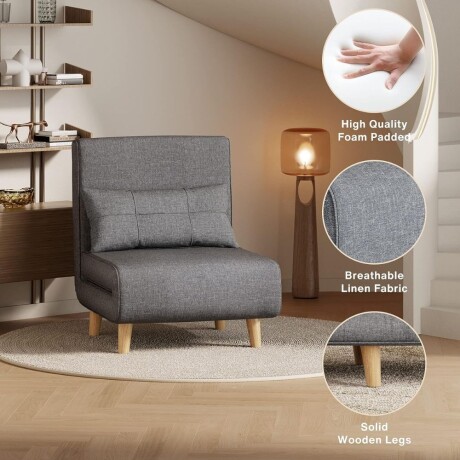 Sillon cama Trifold 1 cuerpo Gris
