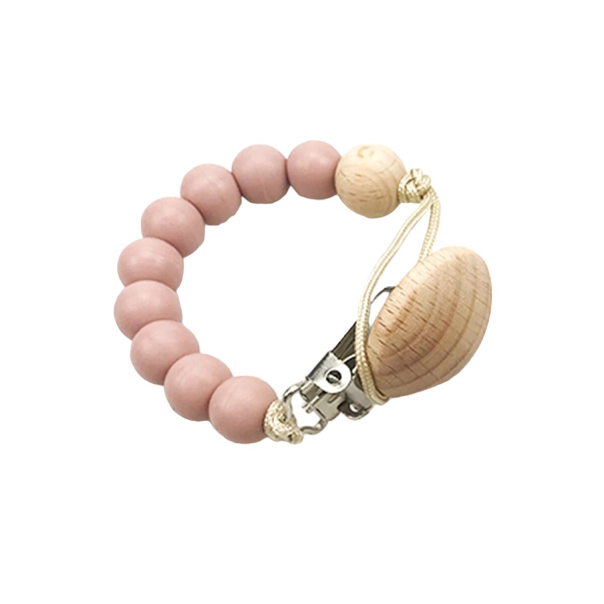 Clip porta chupete con silicona mordillo Rosado 