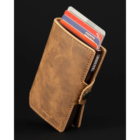 Billetera Baleine Kansas en Aluminio y Cuero con Protección RFID Light Brown