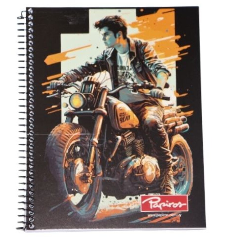 CUADERNO PAPIROS CON ESPIRAL 96 HOJAS 796 TAPA MOTO