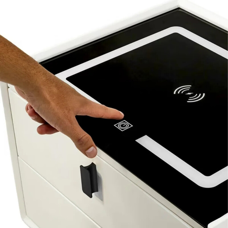 Mesa De Luz Inteligente C/Cargador Inalám Y Luz Led Blanco
