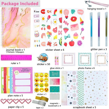 Set De Papelería Infantil Ondas De Colores Fucsia