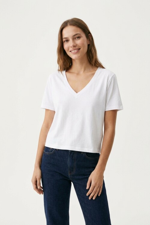 Remera m/c escote V BLANCO