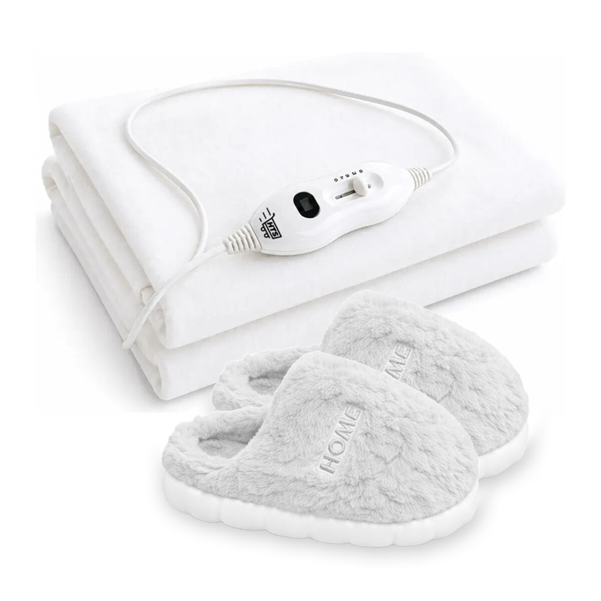 Set Pantufla Antideslizantes Unisex + Calienta Cama 1Pza HTS - Gris Claro 