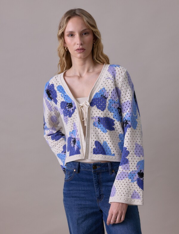 Cardigan Calado BEIGE/MULTI