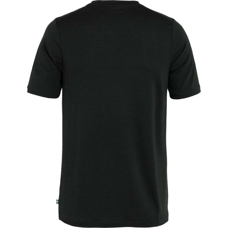 Polo Fjallraven Abisko Wool Logo SS M Hombre Black