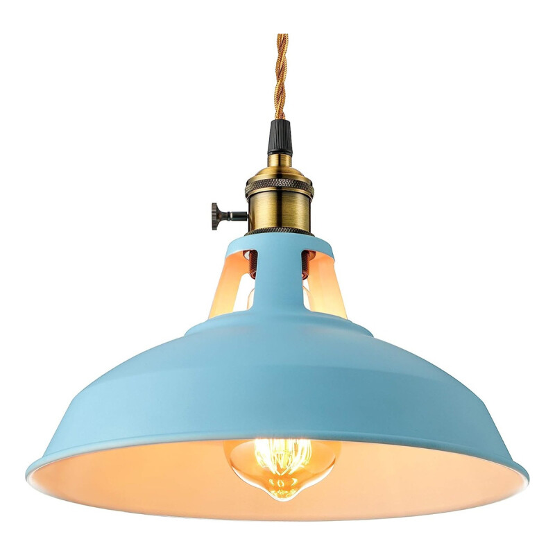 Lampara Colgante De Techo Metal Nordica Blanco Negro Luz Azul