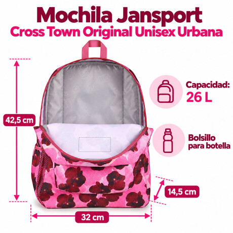 Mochila Escolar Jansport Cross Town Original Unisex Urbana Digital Fuchsia Multi