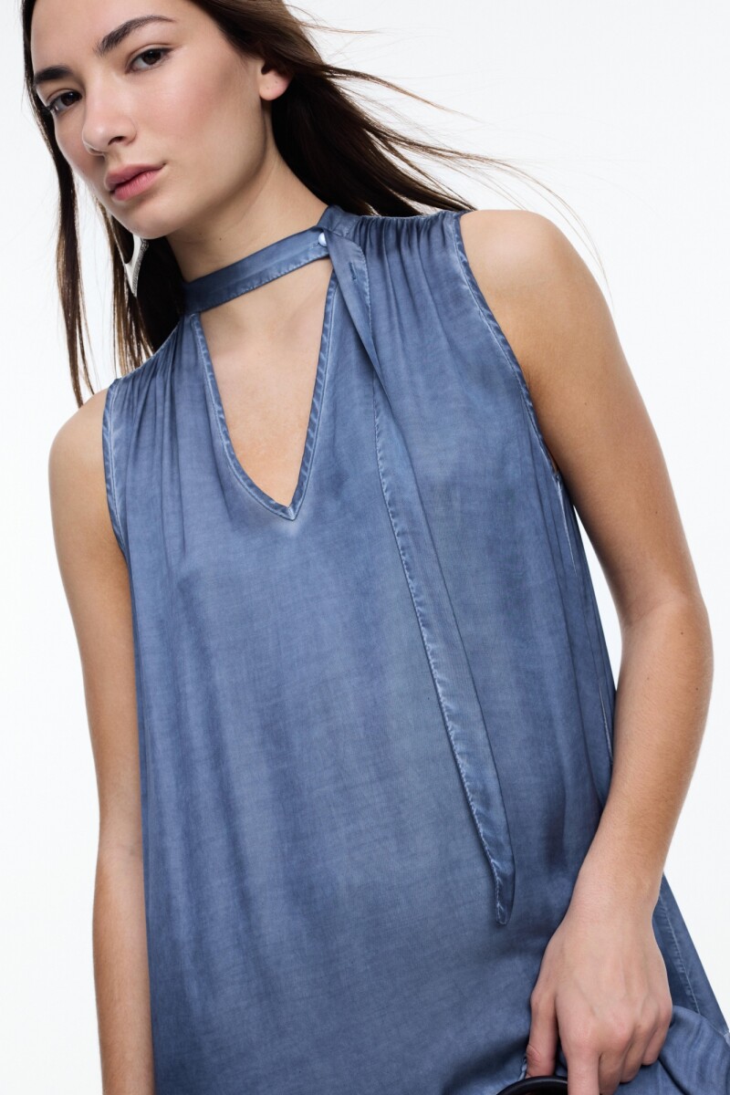 VESTIDO HALTER Azul
