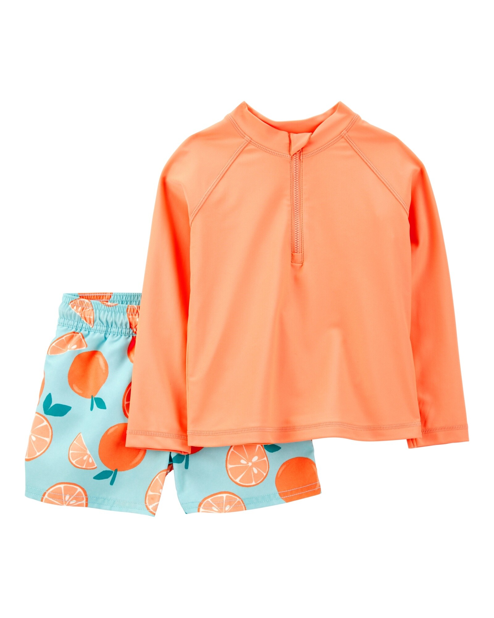Traje de baño dos piezas, protección UPF 50+, manga larga, diseño naranjas Sin color