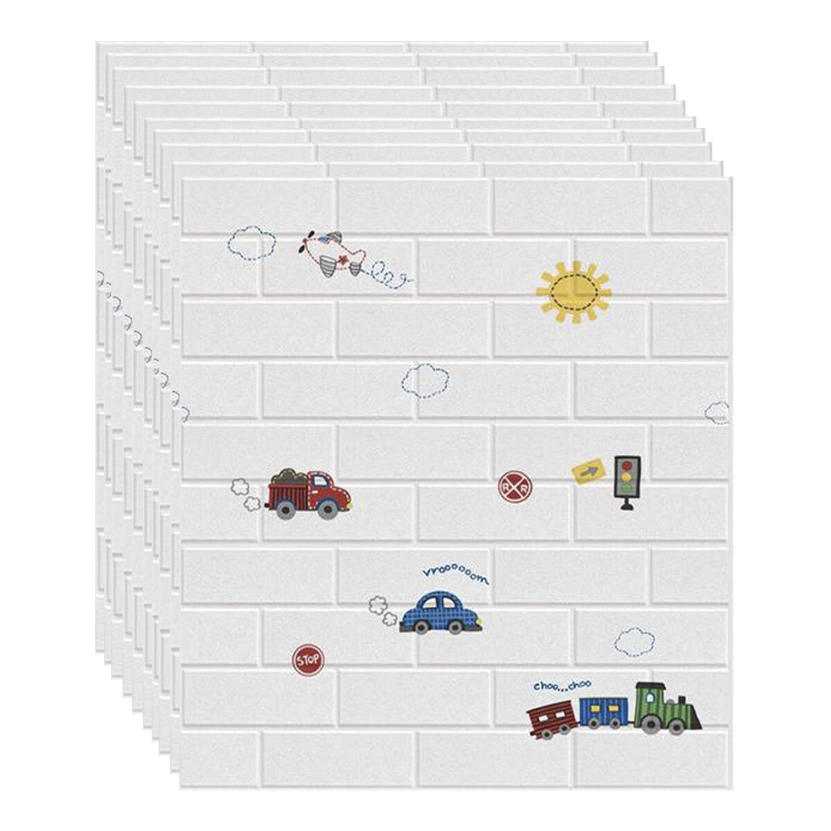 Panel Revestimiento Placa Pared Autoadhesiva Pack x10 - Autitos 