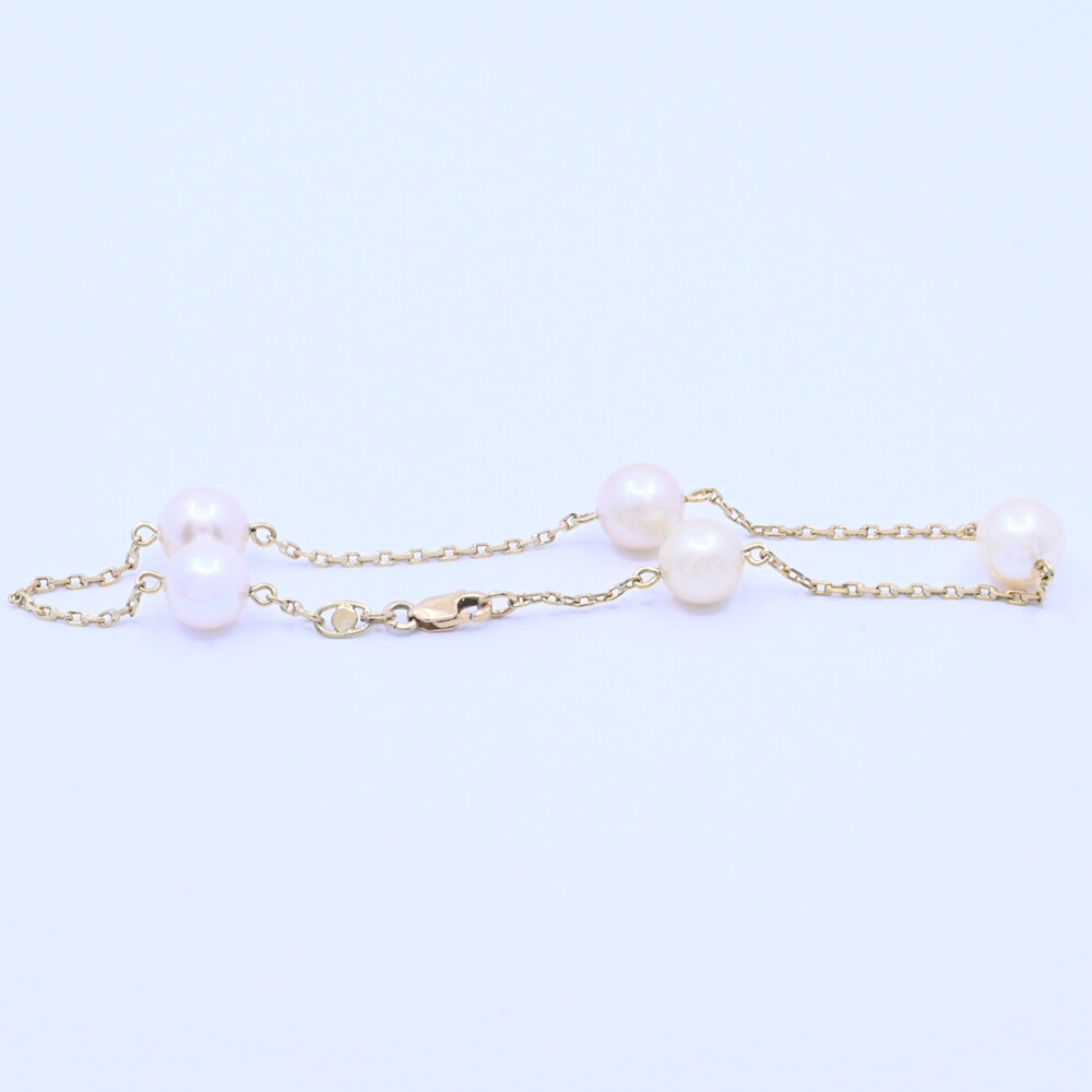 Pulsera oro 18k con 5 perlas de cultivo. Pulsera oro 18k con 5 perlas de cultivo.