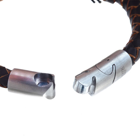 Pulsera de cuero y acero , FRAMK. Pulsera de cuero y acero , FRAMK.