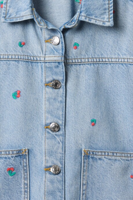 Campera De Jean Cherry Niña Light Wash