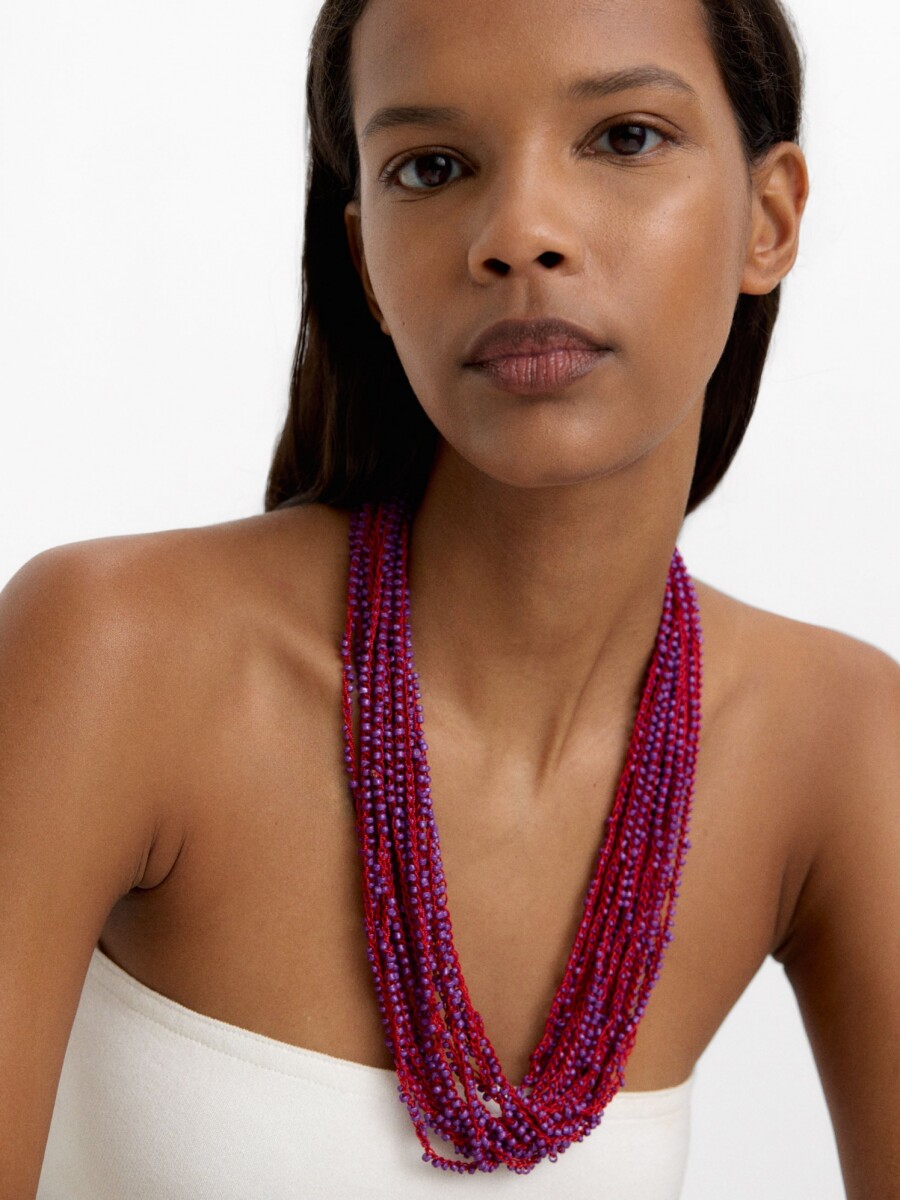 Collar Multihileras De Cuentas multicolor
