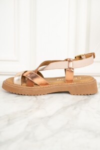 Sandalia Combinada Cuero Cobre