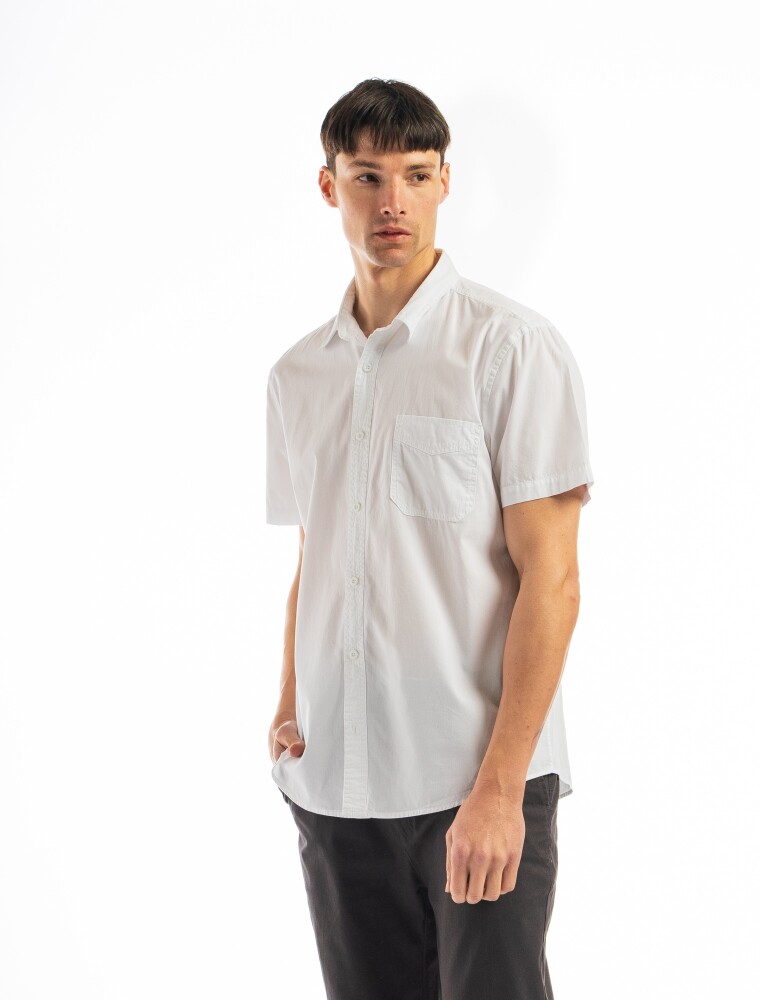 Camisa M/C Algodón C/Bolsillo Barcelona Blanco