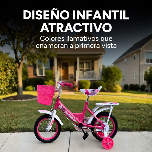 Bicicleta infantil Shengdi Rod 12 Canasto Parrilla Rueditas Color Rosa Oscuro