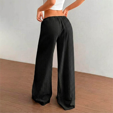 Set 2 Pantalones Palazzo Dama Tipo Lino Anchos Verano Negro
