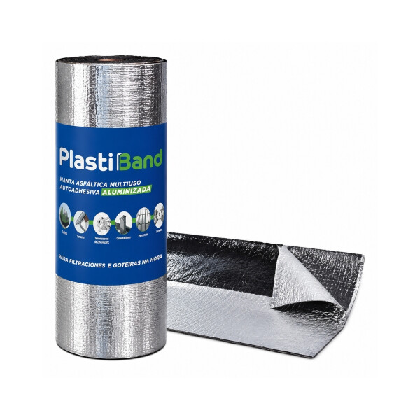 MEMBRANA ADHESIVA ALUMINIZADA 90cm x 10 MTS PLASTIBAND Membrana Adhesiva Aluminizada 90cm X 10 Mts Plastiband