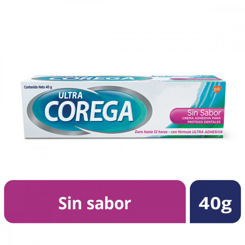 Corega ultra crema adhesiva para protesis dental sin sabor 40 g Corega ultra crema adhesiva para protesis dental sin sabor 40 g