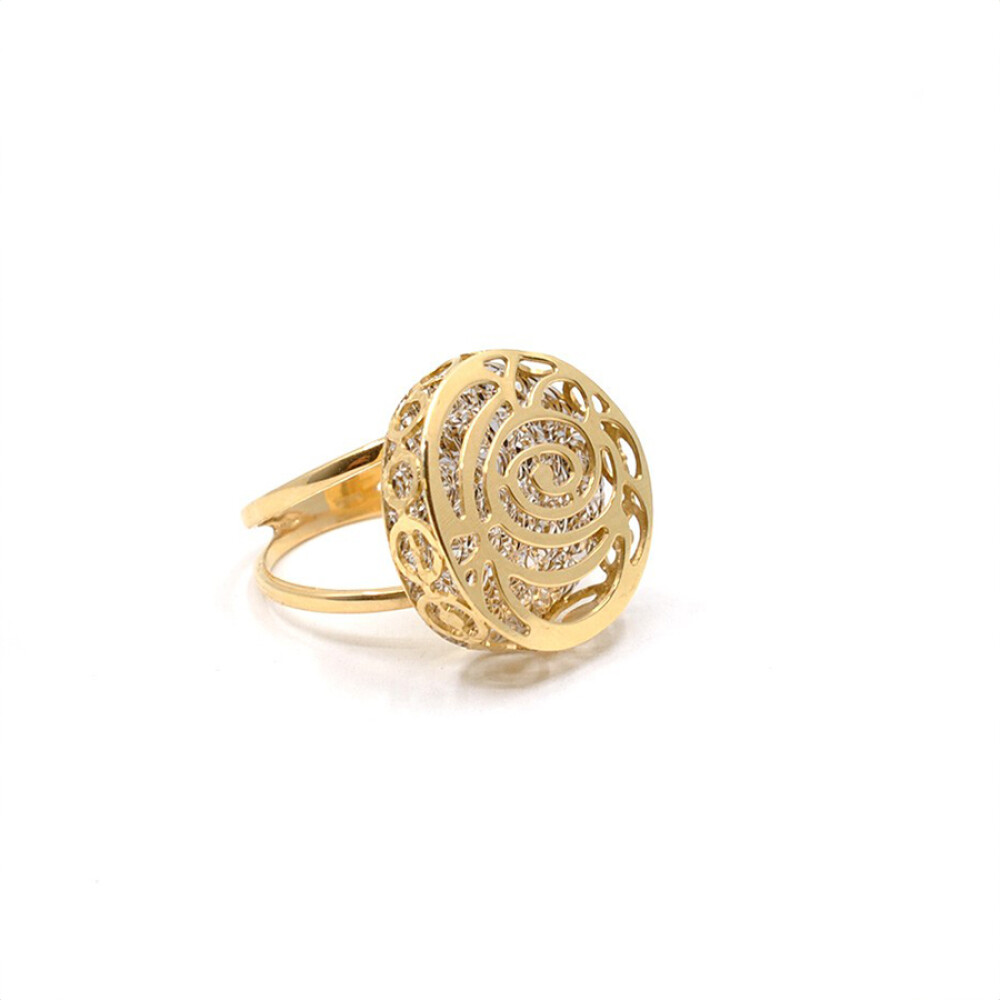 Anillo En Oro 18K, 2 Tonos, Calado. Exclusivo Diseño Anillo En Oro 18K, 2 Tonos, Calado. Exclusivo Diseño