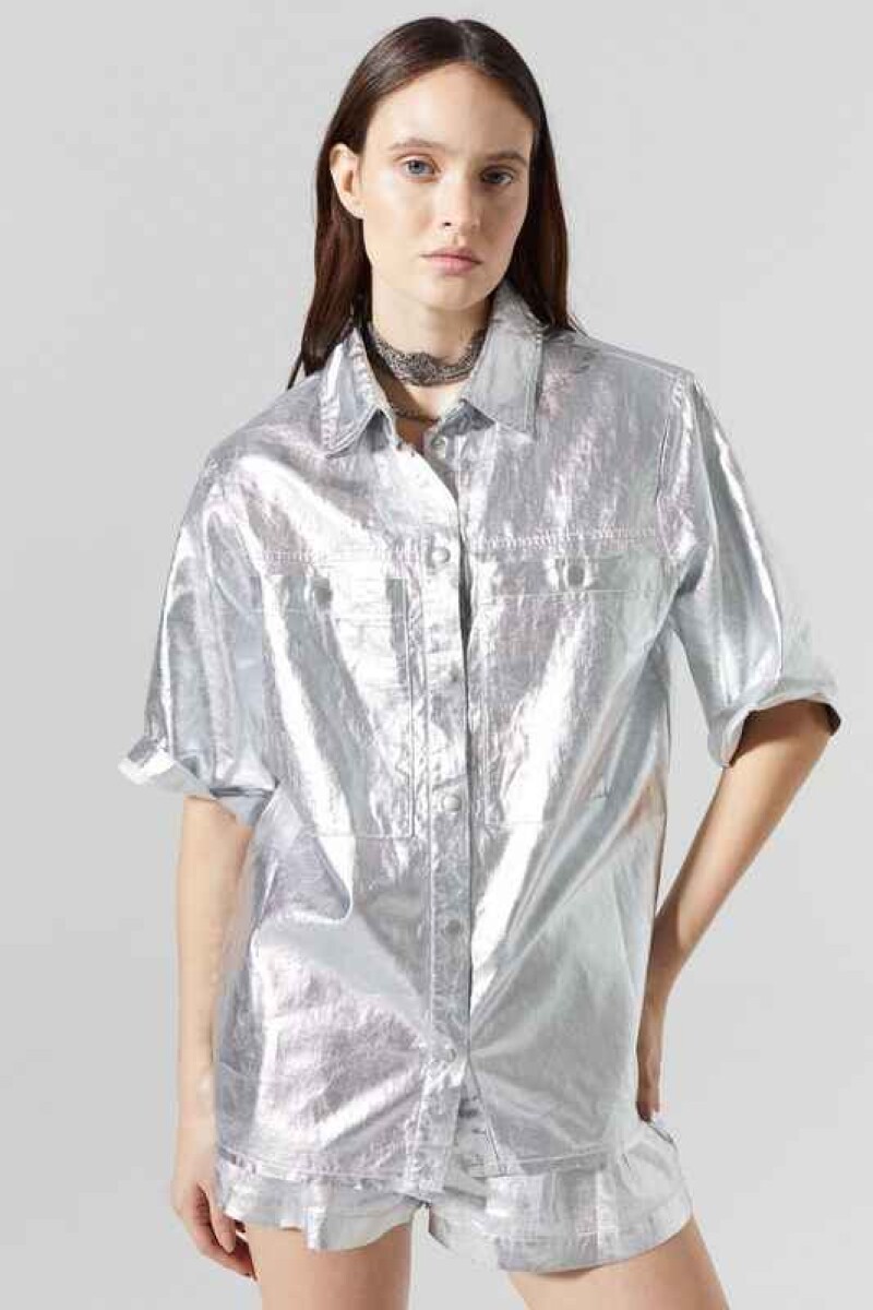 Soho Metallic Linen Shirt Plata