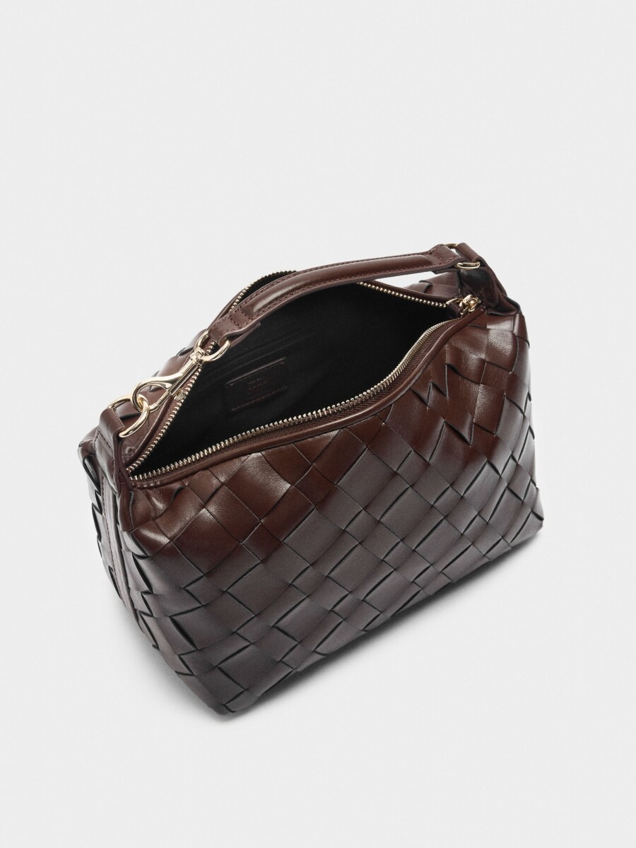 Bolso De Mano Trenzado marron