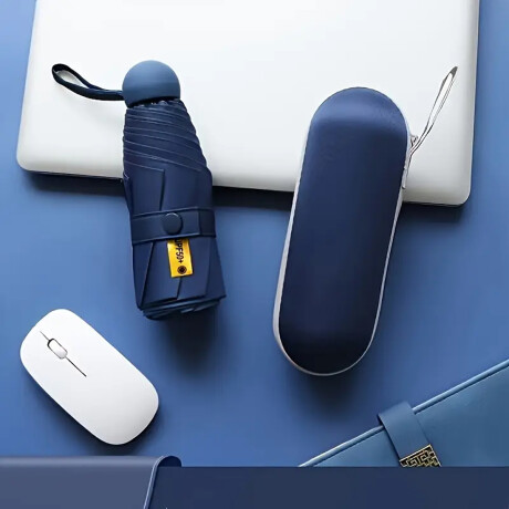 Paraguas plegable con mango y estuche colores pastel Azul Oscuro