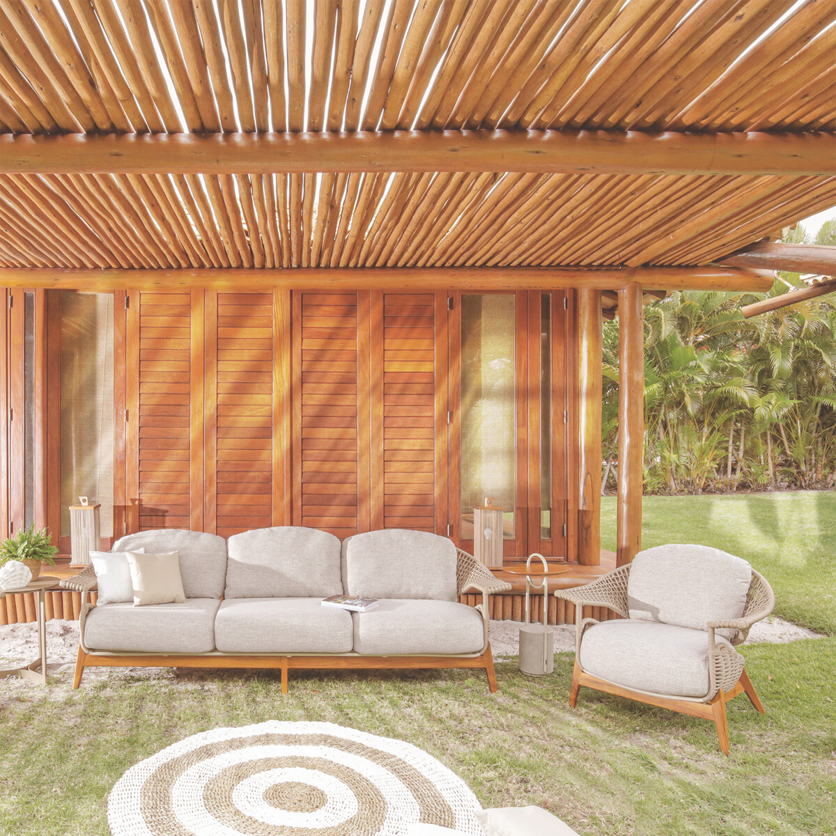 SOFA DE EXTERIOR ABBA MARRÓN 3 CUERPOS 