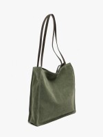 Bolso Shopper Rectangular Con Piel caqui
