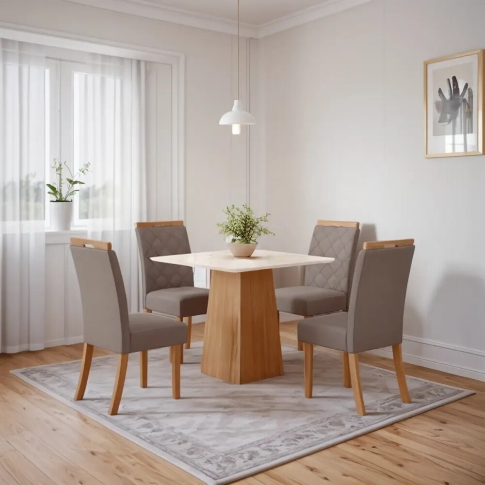 Juego de comedor mesa + 4 Sillas tapizadas Juego de comedor mesa + 4 Sillas tapizadas