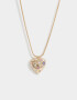 Cadena Corta con Dije Con corazón Collar Corto Con Strass Multicolor - Dorado