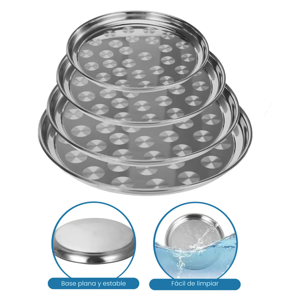 Set De Bandejas x4 De Acero Inoxidable Set De Bandejas x4 De Acero Inoxidable